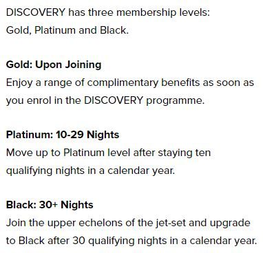 GHA Discovery has similar Tier requirements to the old Discovery loyalty program