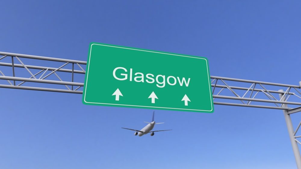 Roadsign pointing to Glasgow airport